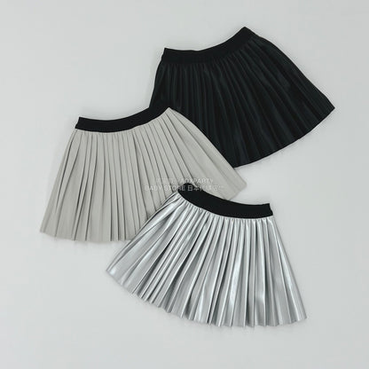 日本童裝 Ly# mine 【軟合成皮革】百褶裙 110-150cm 女童款 秋季 SKIRTS