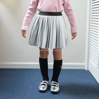 日本童裝 Ly# mine 【軟合成皮革】百褶裙 110-150cm 女童款 秋季 SKIRTS