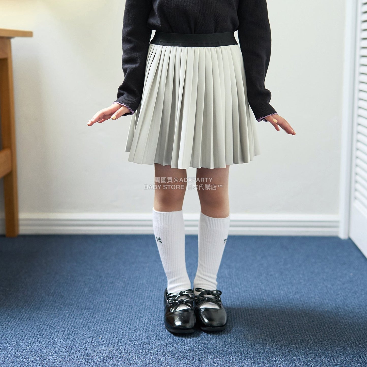 日本童裝 Ly# mine 【軟合成皮革】百褶裙 110-150cm 女童款 秋季 SKIRTS