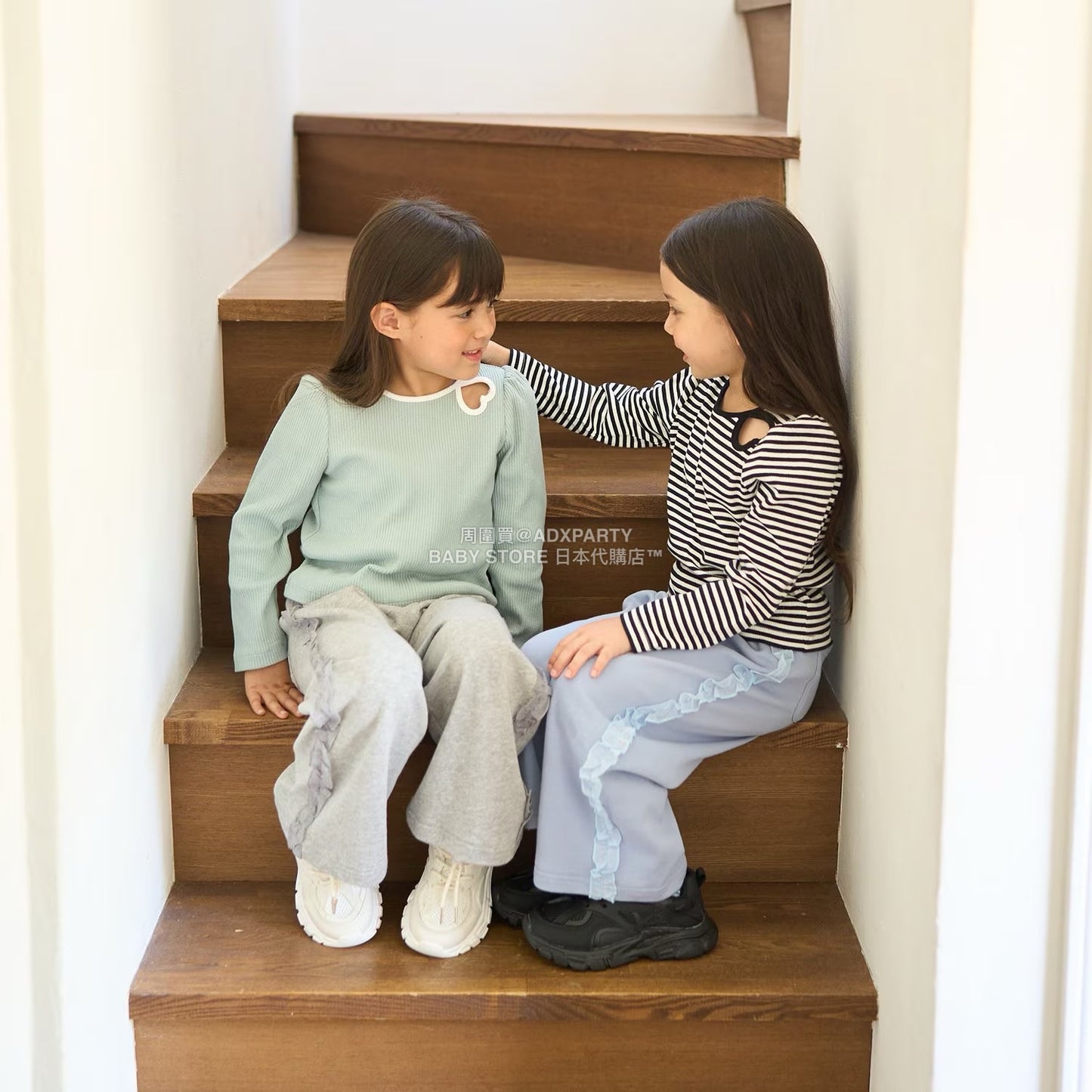 日本童裝 Ly# mine 側荷葉邊寬長褲 100-140cm 女童款 秋季 PANTS