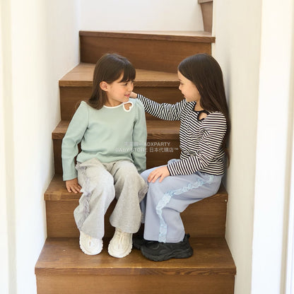 日本童裝 Ly# mine 側荷葉邊寬長褲 100-140cm 女童款 秋季 PANTS