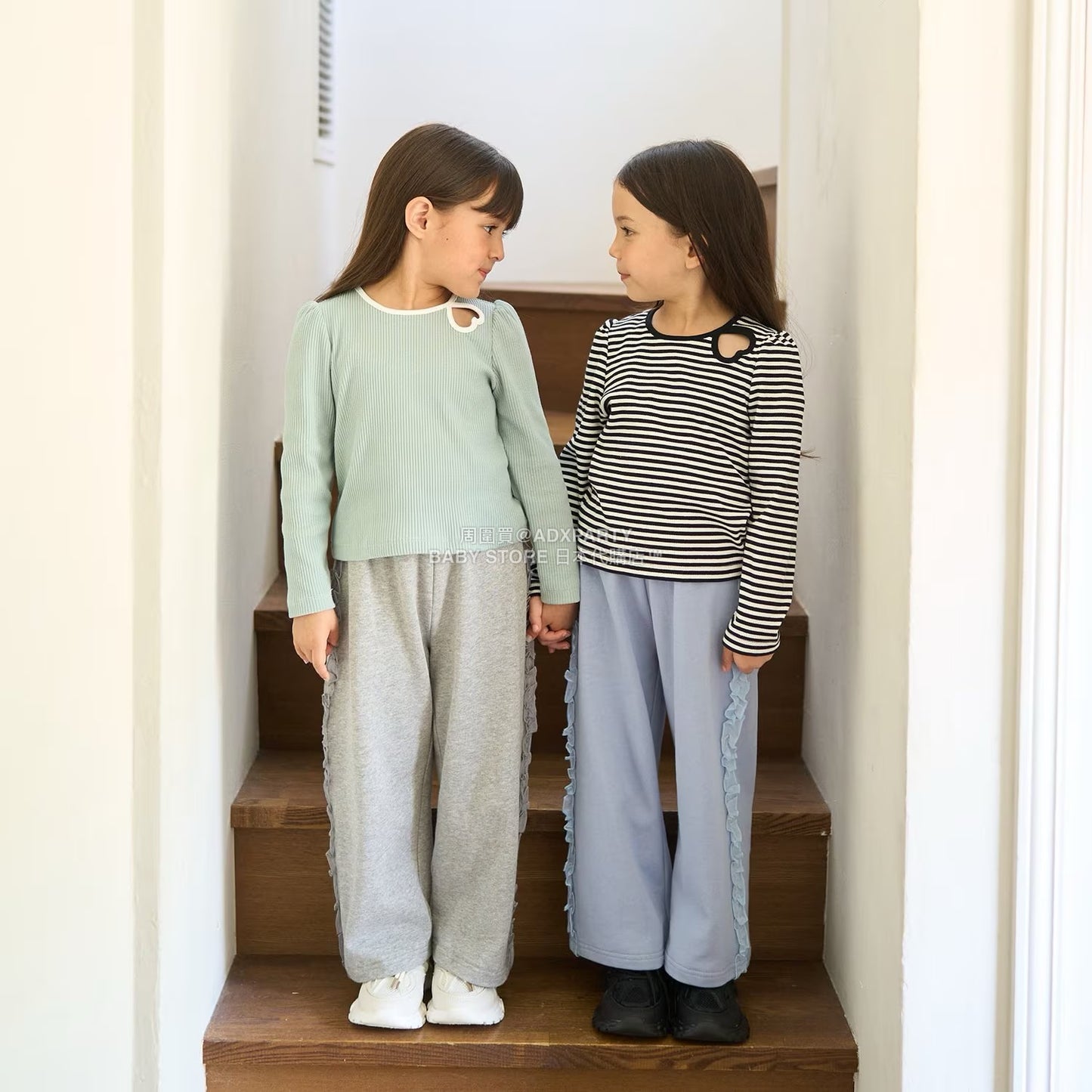 日本童裝 Ly# mine 側荷葉邊寬長褲 100-140cm 女童款 秋季 PANTS