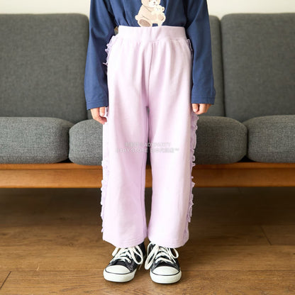日本童裝 Ly# mine 側荷葉邊寬長褲 100-140cm 女童款 秋季 PANTS