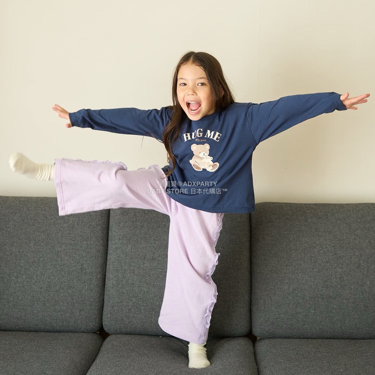 日本童裝 Ly# mine 側荷葉邊寬長褲 100-140cm 女童款 秋季 PANTS