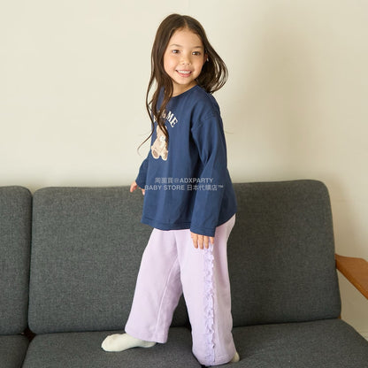 日本童裝 Ly# mine 側荷葉邊寬長褲 100-140cm 女童款 秋季 PANTS