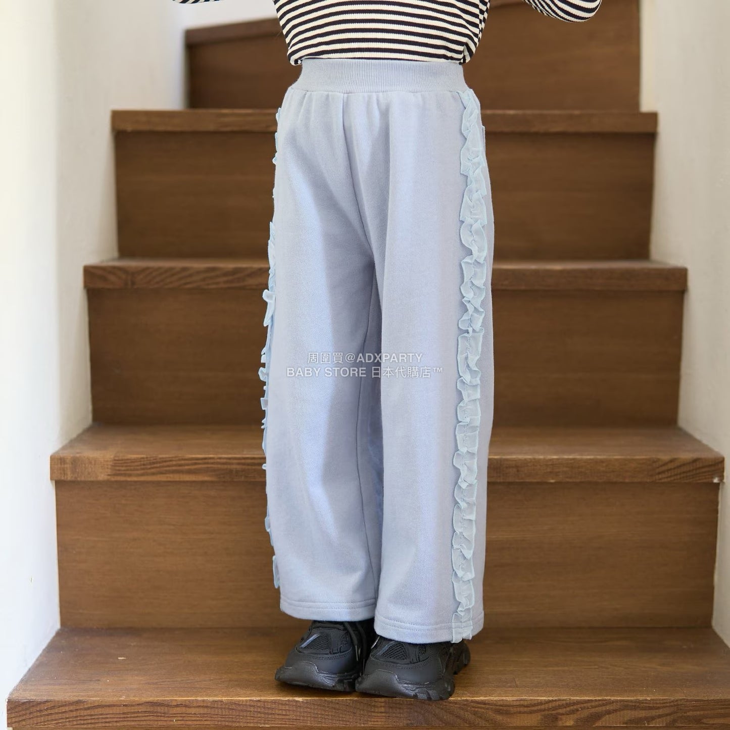 日本童裝 Ly# mine 側荷葉邊寬長褲 100-140cm 女童款 秋季 PANTS