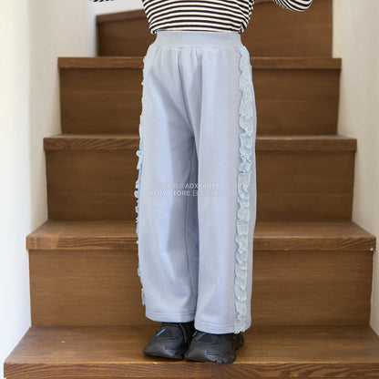 日本童裝 Ly# mine 側荷葉邊寬長褲 100-140cm 女童款 秋季 PANTS