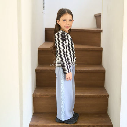 日本童裝 Ly# mine 側荷葉邊寬長褲 100-140cm 女童款 秋季 PANTS