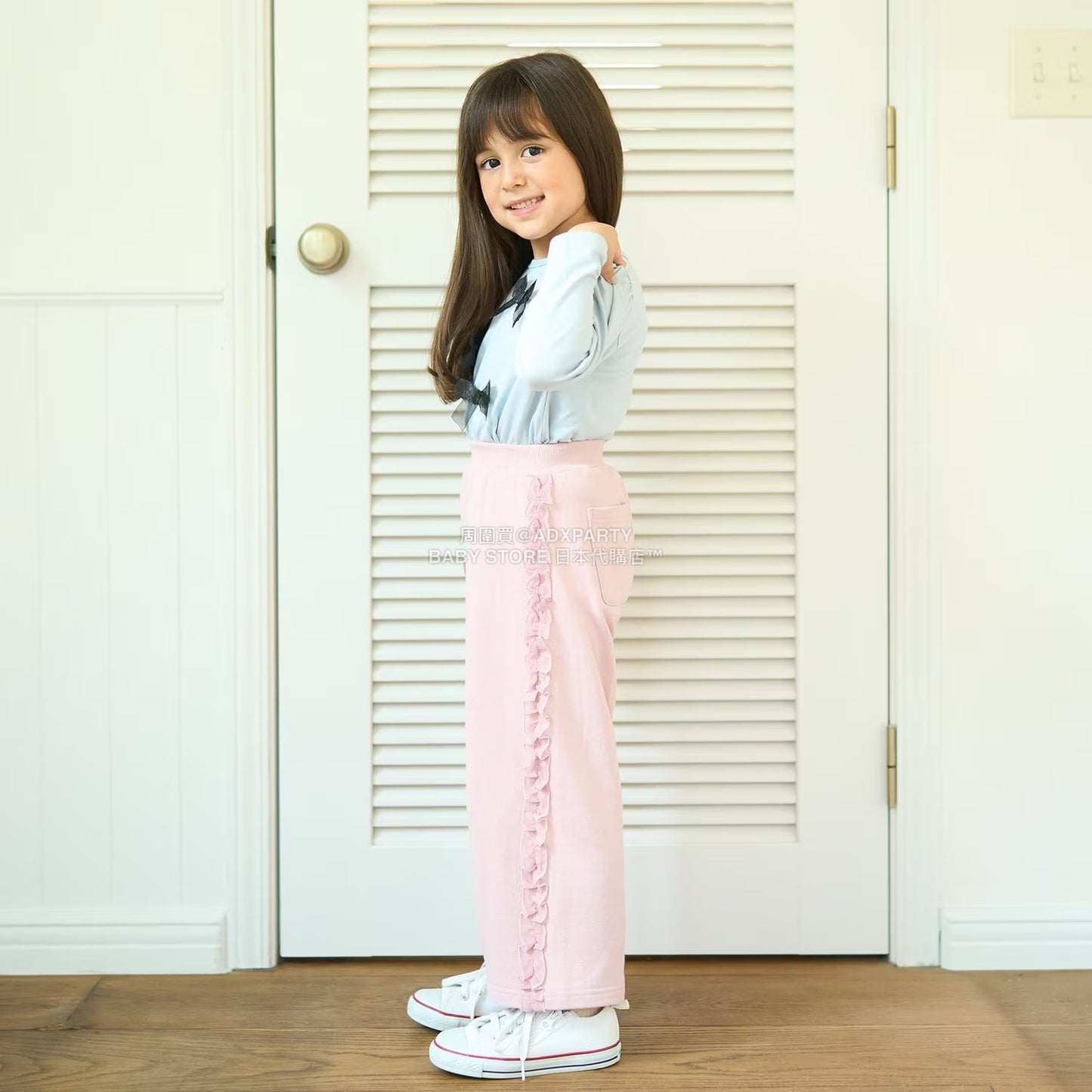 日本童裝 Ly# mine 側荷葉邊寬長褲 100-140cm 女童款 秋季 PANTS