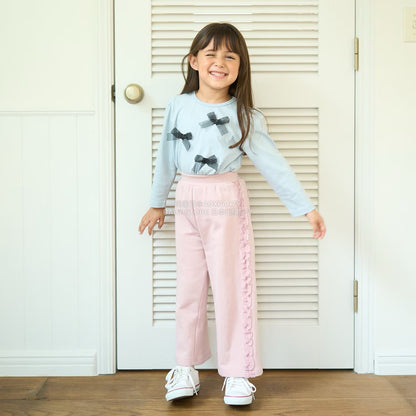 日本童裝 Ly# mine 側荷葉邊寬長褲 100-140cm 女童款 秋季 PANTS