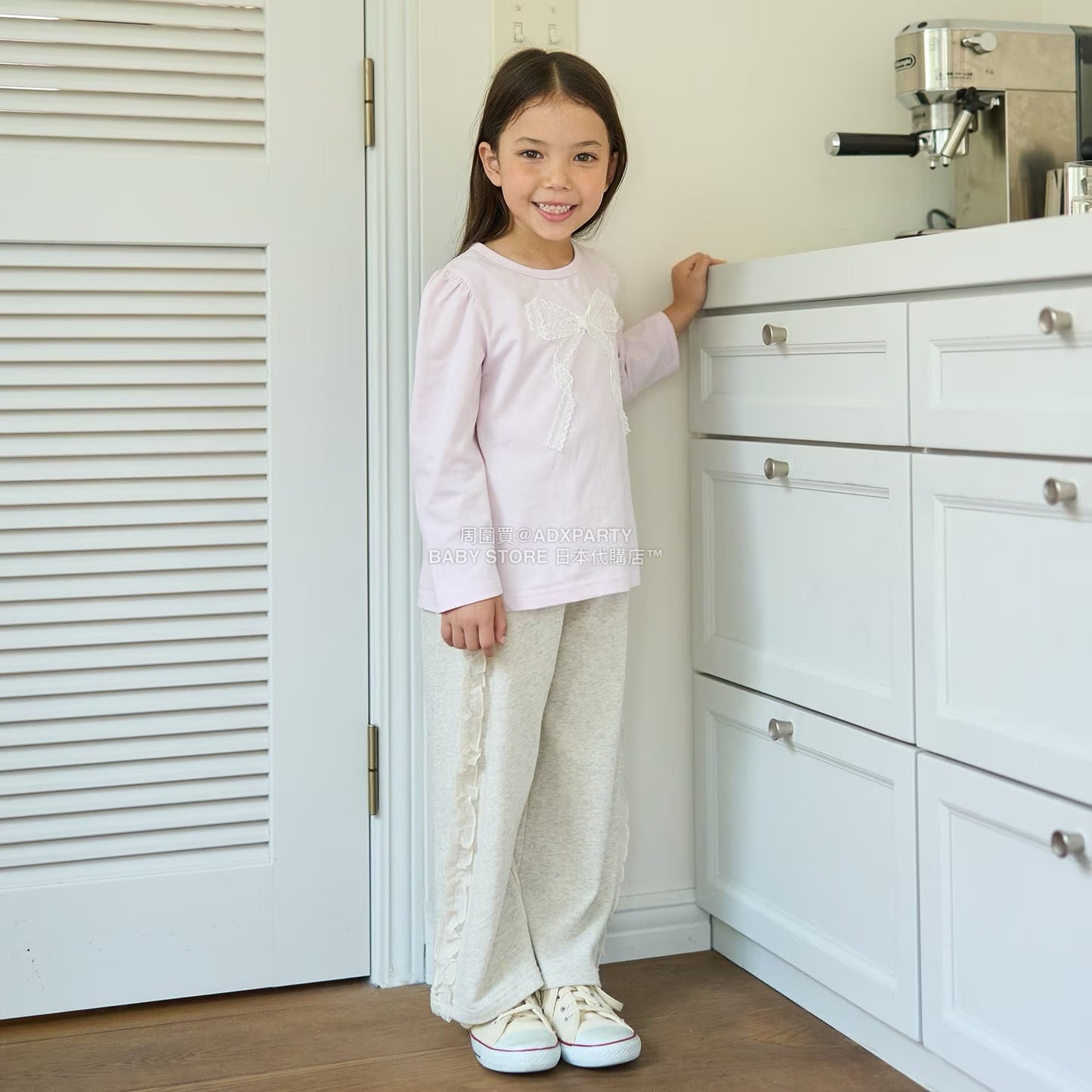 日本童裝 Ly# mine 側荷葉邊寬長褲 100-140cm 女童款 秋季 PANTS