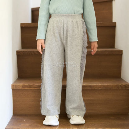 日本童裝 Ly# mine 側荷葉邊寬長褲 100-140cm 女童款 秋季 PANTS