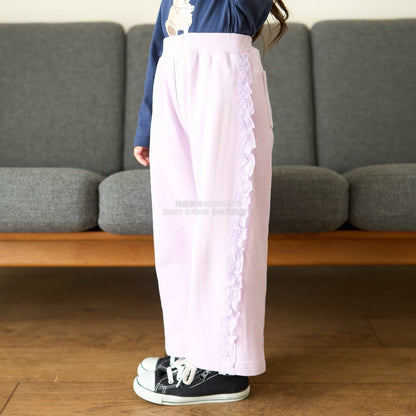 日本童裝 Ly# mine 側荷葉邊寬長褲 100-140cm 女童款 秋季 PANTS