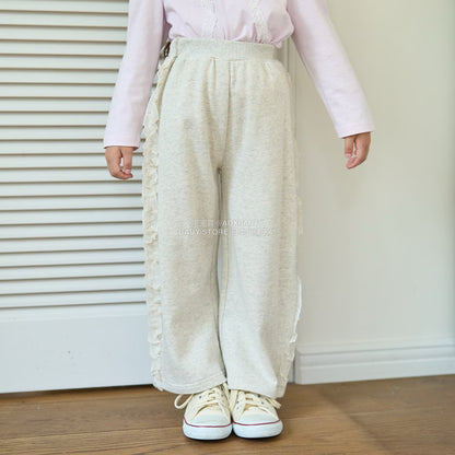 日本童裝 Ly# mine 側荷葉邊寬長褲 100-140cm 女童款 秋季 PANTS