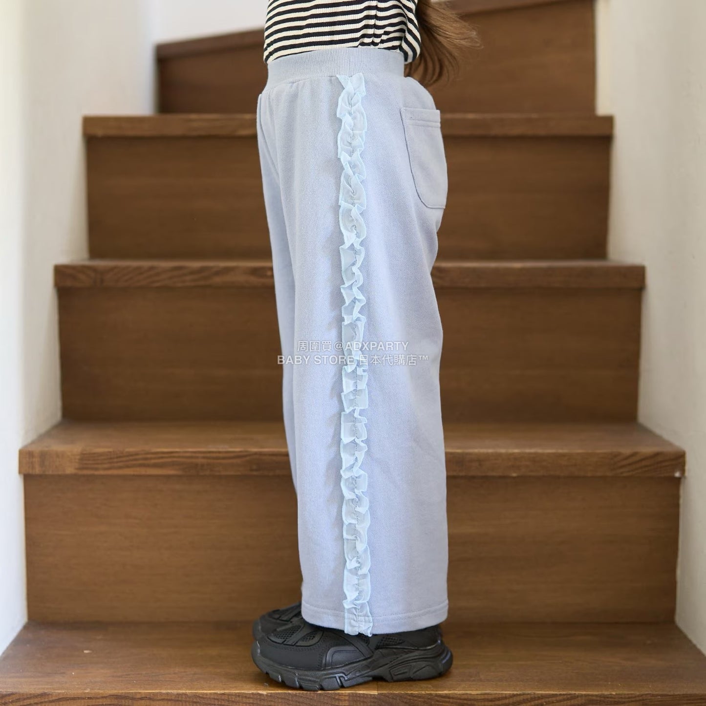 日本童裝 Ly# mine 側荷葉邊寬長褲 100-140cm 女童款 秋季 PANTS