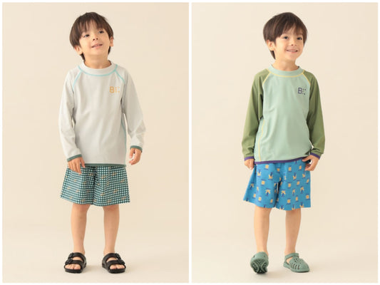 日本童裝 BE#AMS mini 泳衣泳褲兩件套裝 100-130cm 男童款 夏季 夏日玩水泳衣特輯
