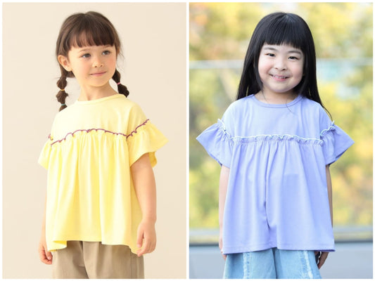 日本童裝 BE#AMS mini 防UV 吸水速乾 荷葉邊上衣 90-130cm 女童款 夏季 TOPS