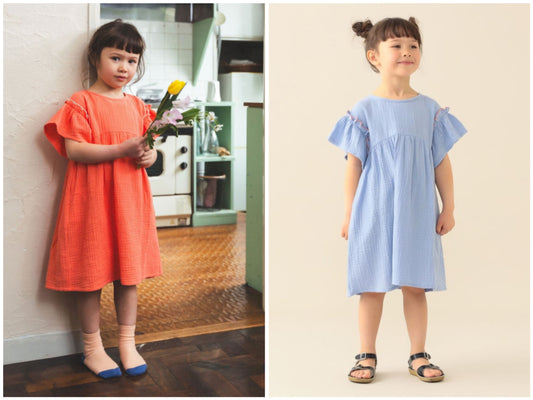 日本童裝 BE#AMS mini 花邊袖連身裙 90-140cm 女童款 夏季 DRESSES