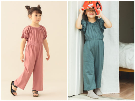 日本童裝 BE#AMS mini 泡泡袖連體衣 90-140cm 女童款 夏季 Jumpsuit