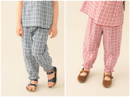日本童裝 BE#AMS mini 格紋長褲 90-130cm 女童款 夏季 PANTS