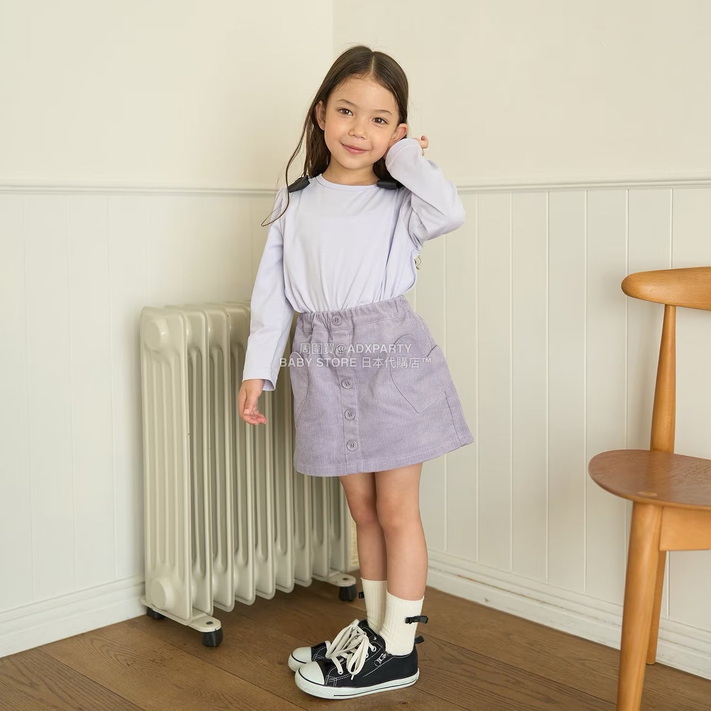 日本童裝 Ly# mine 心型口袋燈芯絨裙褲 100-150cm 女童款 秋季 PANTS