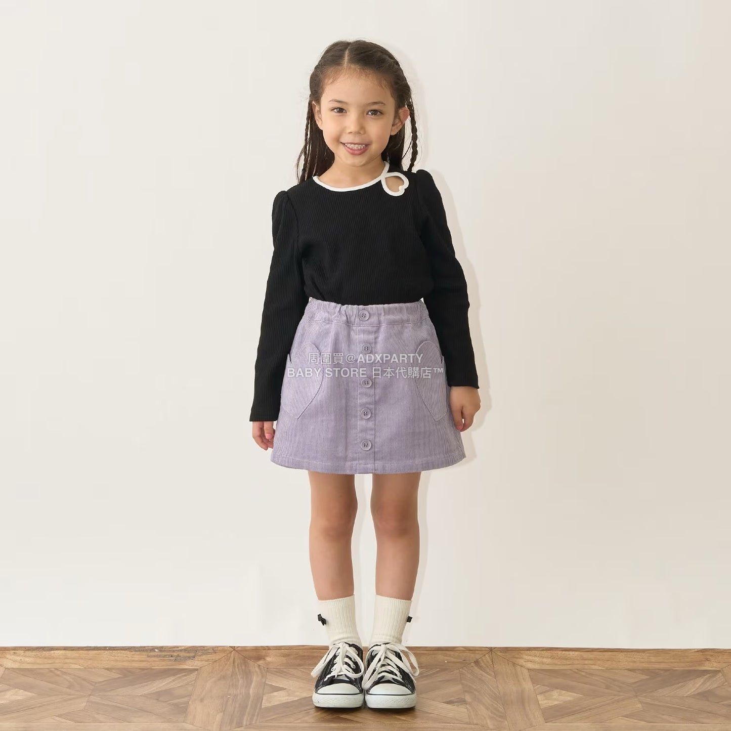 日本童裝 Ly# mine 心型口袋燈芯絨裙褲 100-150cm 女童款 秋季 PANTS