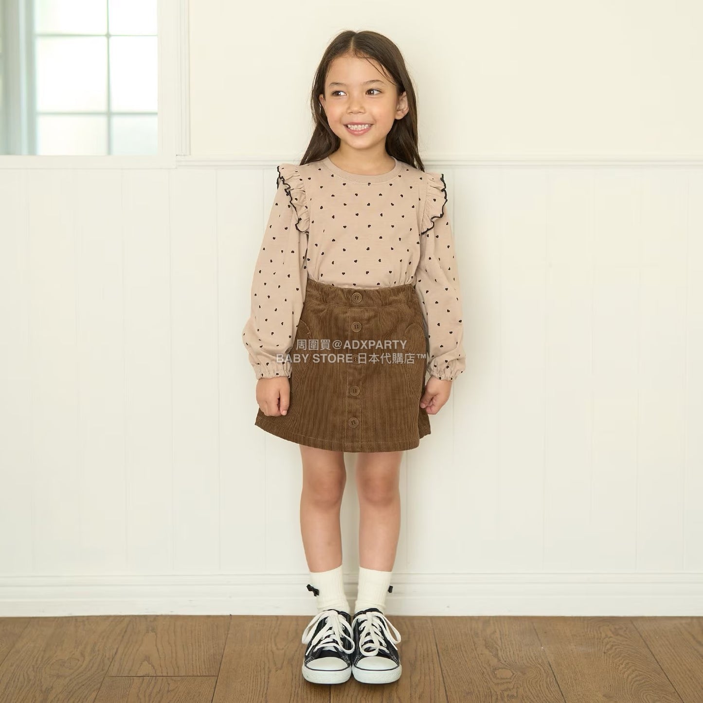 日本童裝 Ly# mine 心型口袋燈芯絨裙褲 100-150cm 女童款 秋季 PANTS