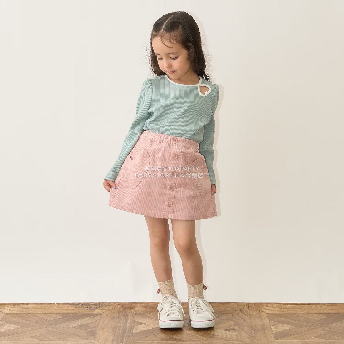 日本童裝 Ly# mine 心型口袋燈芯絨裙褲 100-150cm 女童款 秋季 PANTS