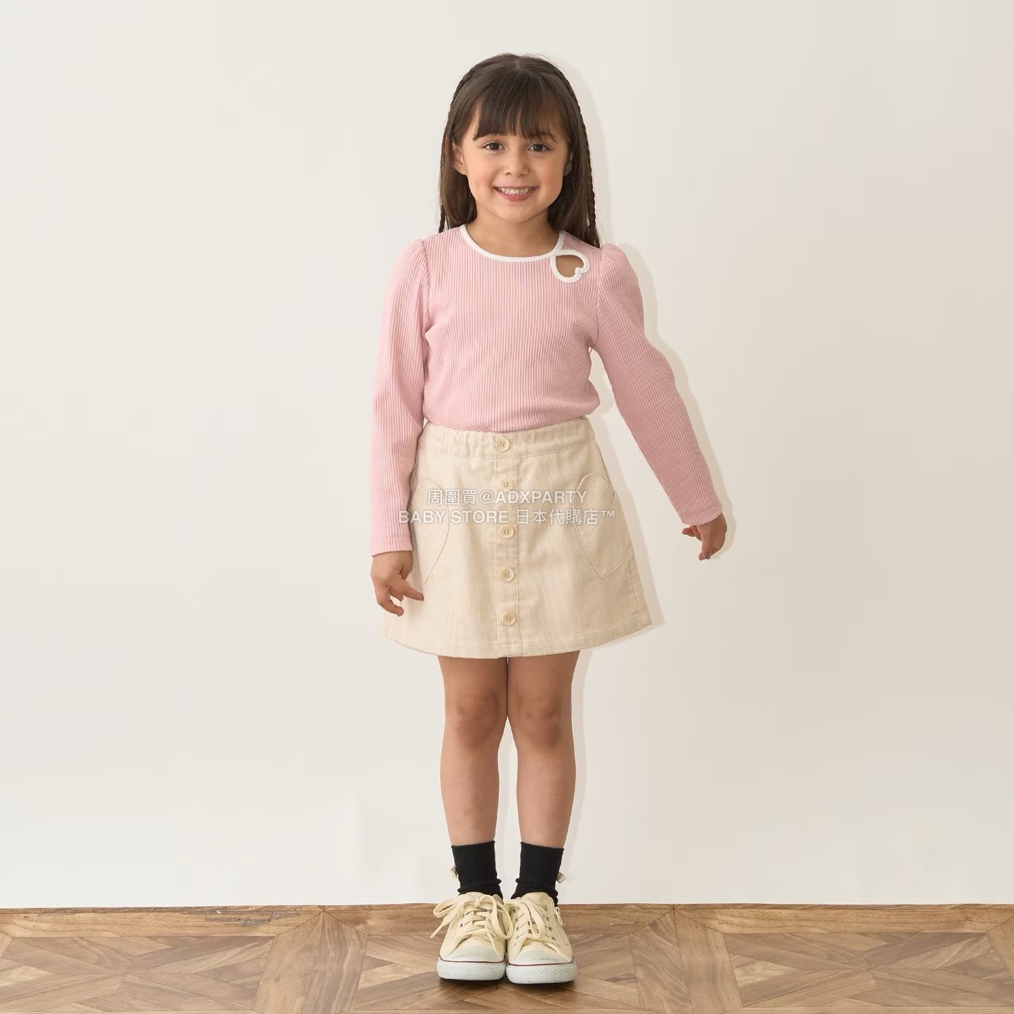 日本童裝 Ly# mine 心型口袋燈芯絨裙褲 100-150cm 女童款 秋季 PANTS