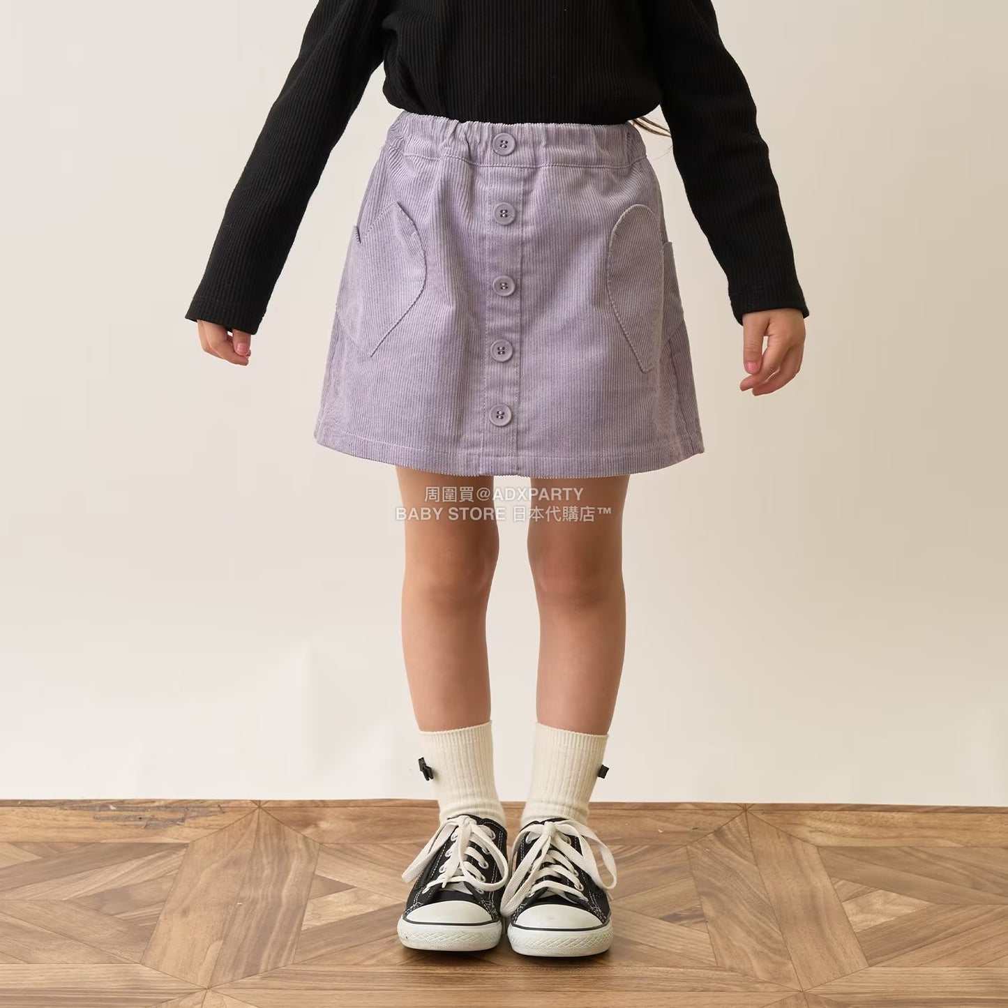 日本童裝 Ly# mine 心型口袋燈芯絨裙褲 100-150cm 女童款 秋季 PANTS