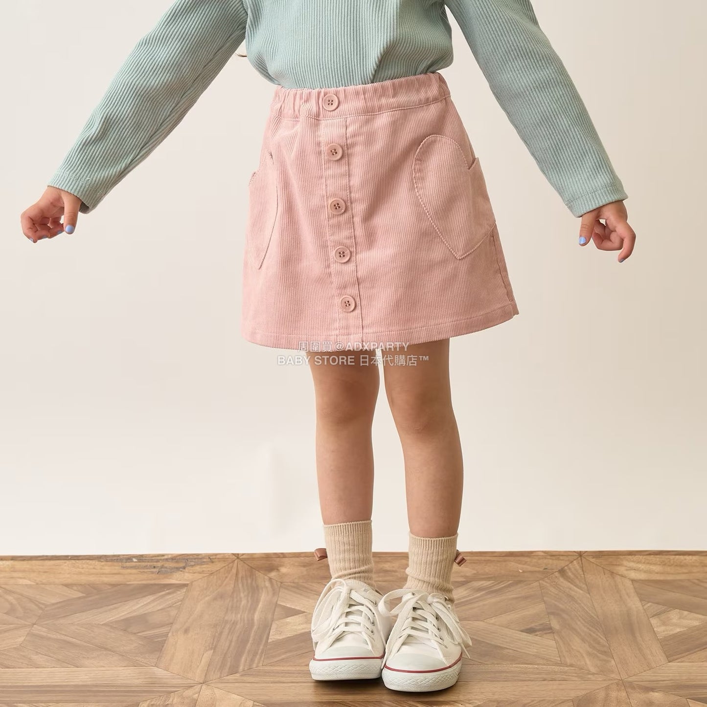 日本童裝 Ly# mine 心型口袋燈芯絨裙褲 100-150cm 女童款 秋季 PANTS