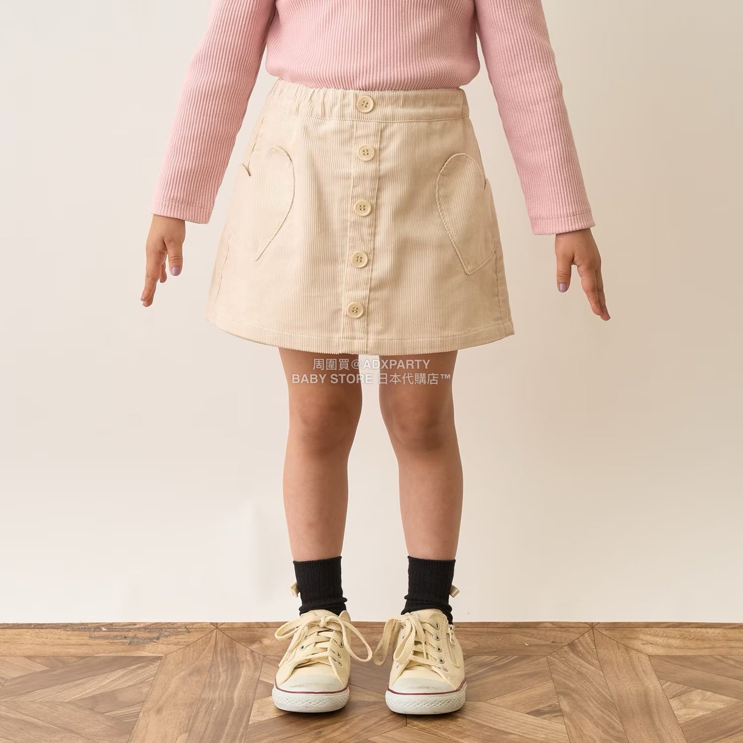 日本童裝 Ly# mine 心型口袋燈芯絨裙褲 100-150cm 女童款 秋季 PANTS