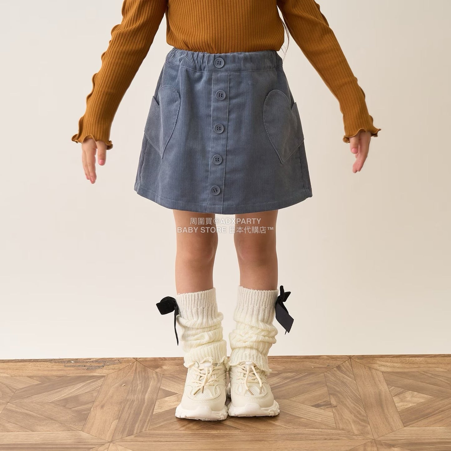 日本童裝 Ly# mine 心型口袋燈芯絨裙褲 100-150cm 女童款 秋季 PANTS