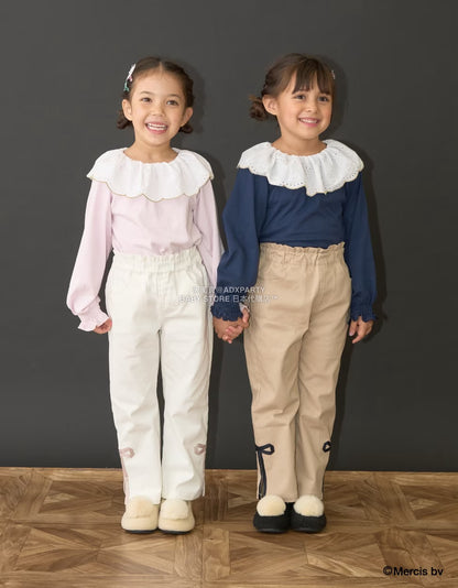 日本童裝 Ly# mine 裝飾絲帶側開衩長褲 100-150cm 女童款 秋季 PANTS