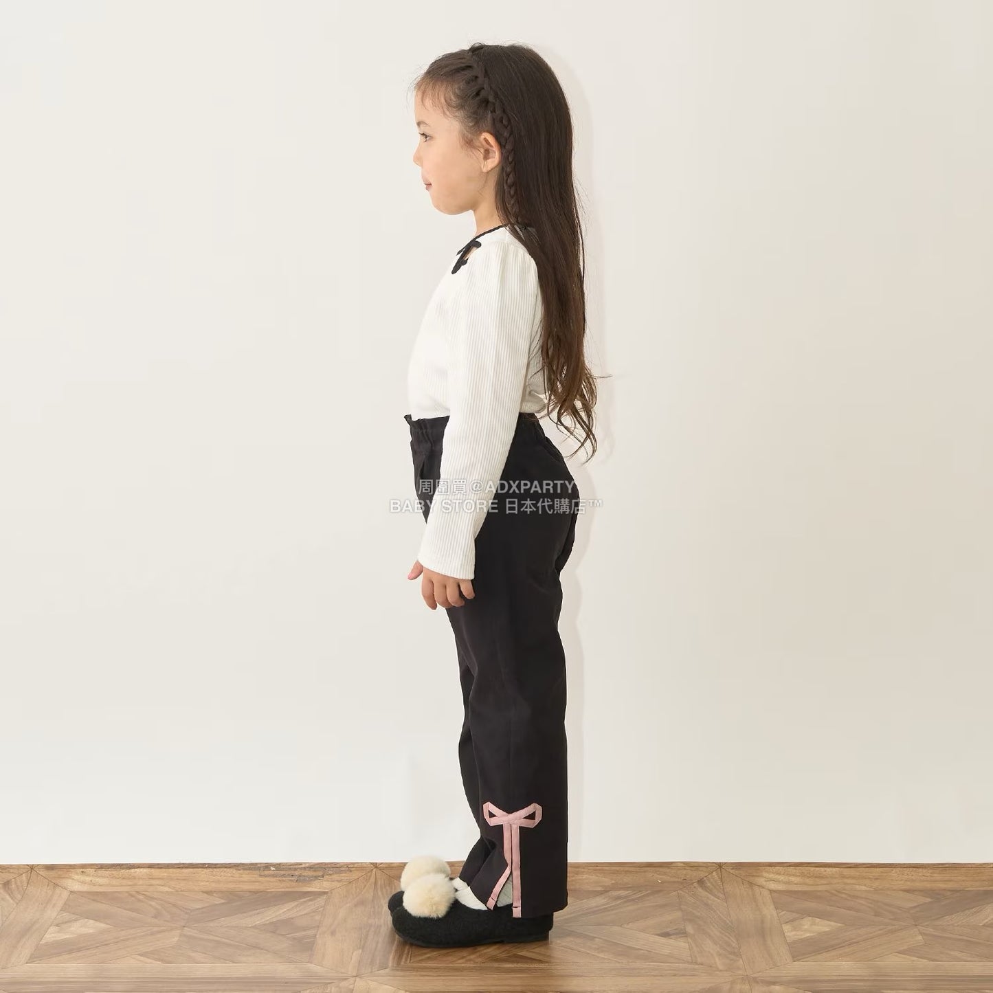 日本童裝 Ly# mine 裝飾絲帶側開衩長褲 100-150cm 女童款 秋季 PANTS