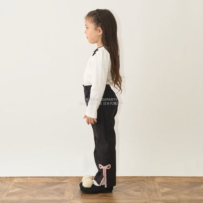 日本童裝 Ly# mine 裝飾絲帶側開衩長褲 100-150cm 女童款 秋季 PANTS