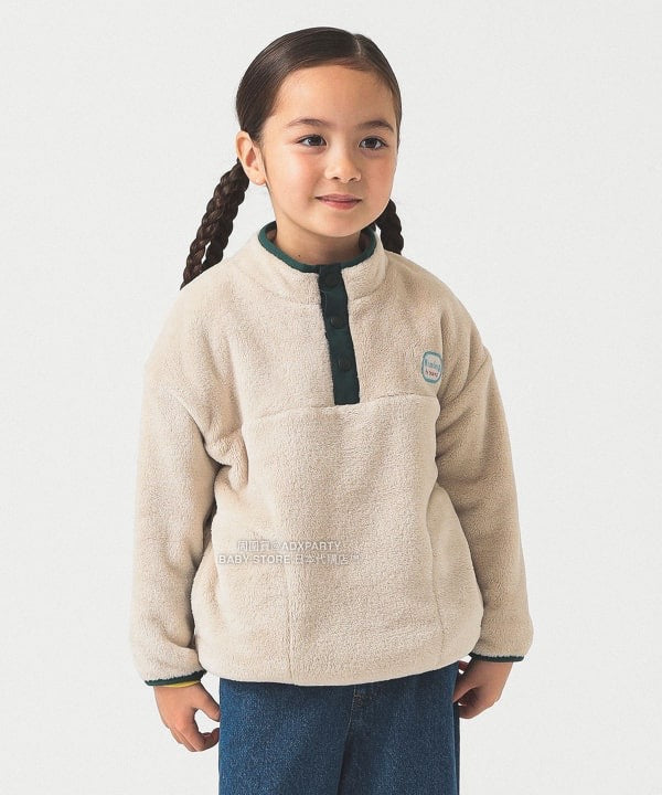 日本童裝 B:MING by BEAMS 抓毛半拉鍊上衣 90-140cm 男童款/女童款 秋冬季 TOPS 聖誕紅/新年紅