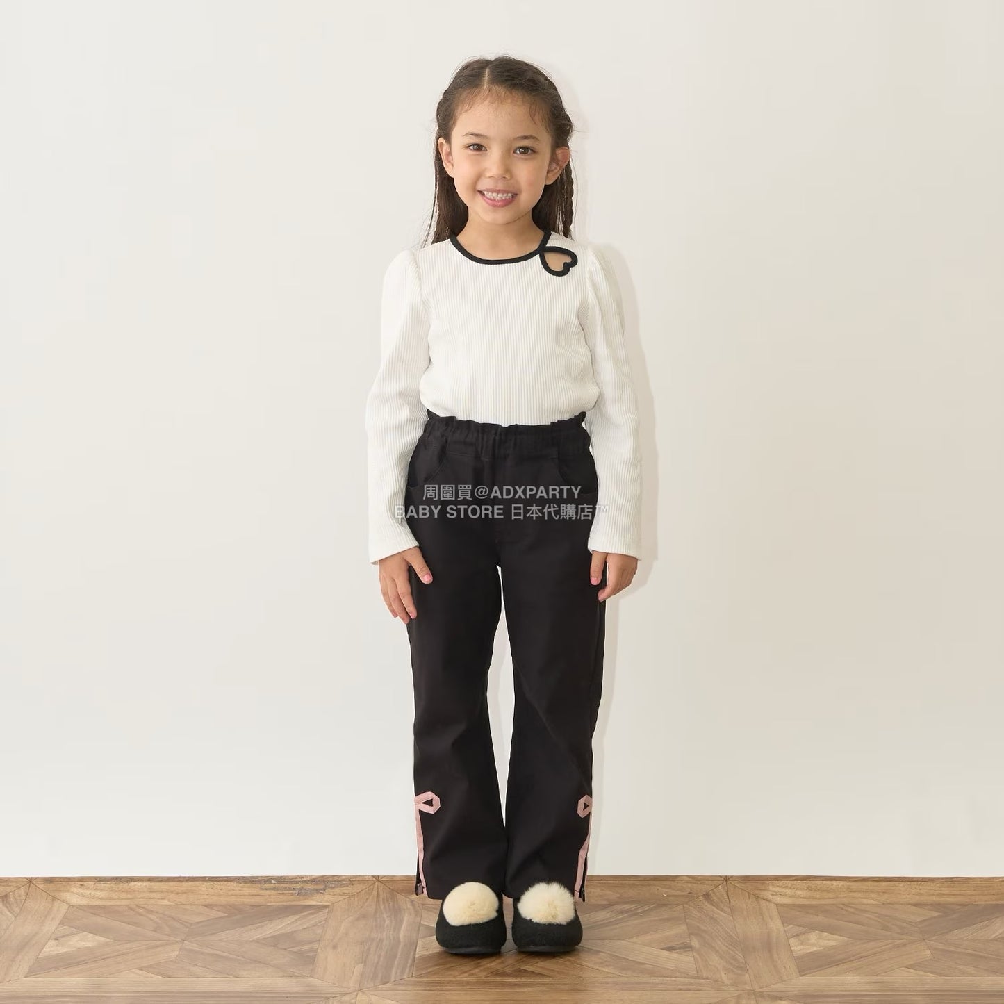 日本童裝 Ly# mine 裝飾絲帶側開衩長褲 100-150cm 女童款 秋季 PANTS