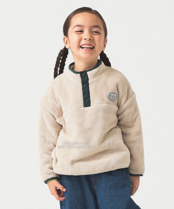 日本童裝 B:MING by BEAMS 抓毛半拉鍊上衣 90-140cm 男童款/女童款 秋冬季 TOPS 聖誕紅/新年紅