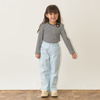日本童裝 Ly# mine 裝飾絲帶側開衩長褲 100-150cm 女童款 秋季 PANTS