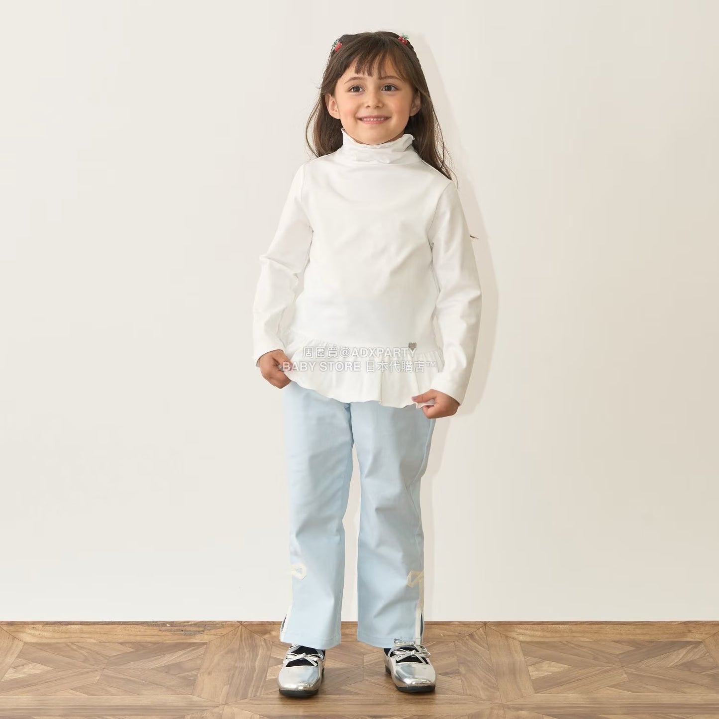 日本童裝 Ly# mine 裝飾絲帶側開衩長褲 100-150cm 女童款 秋季 PANTS
