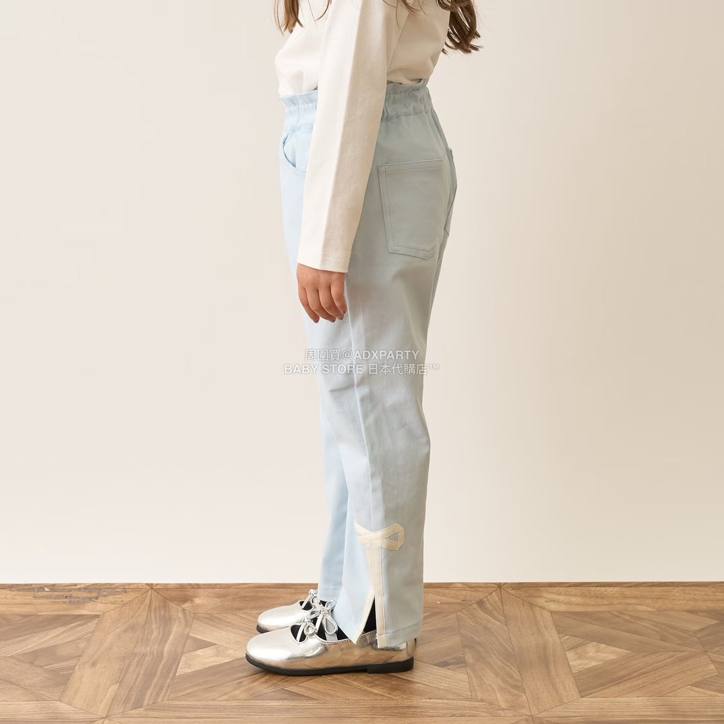 日本童裝 Ly# mine 裝飾絲帶側開衩長褲 100-150cm 女童款 秋季 PANTS