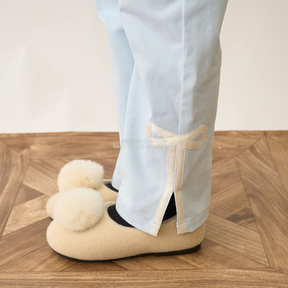 日本童裝 Ly# mine 裝飾絲帶側開衩長褲 100-150cm 女童款 秋季 PANTS