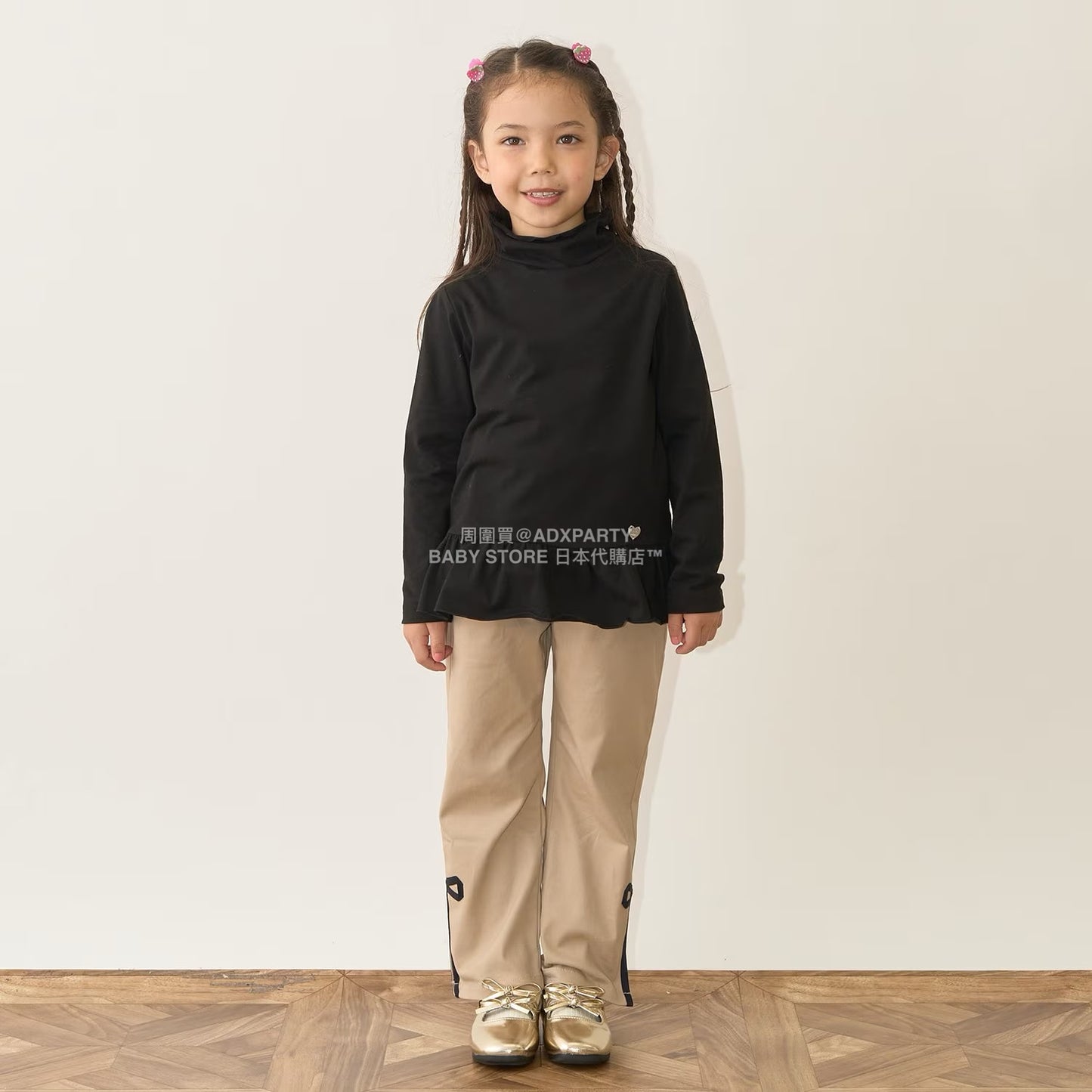 日本童裝 Ly# mine 裝飾絲帶側開衩長褲 100-150cm 女童款 秋季 PANTS