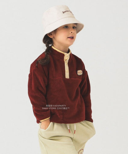 日本童裝 B:MING by BEAMS 抓毛半拉鍊上衣 90-140cm 男童款/女童款 秋冬季 TOPS 聖誕紅/新年紅