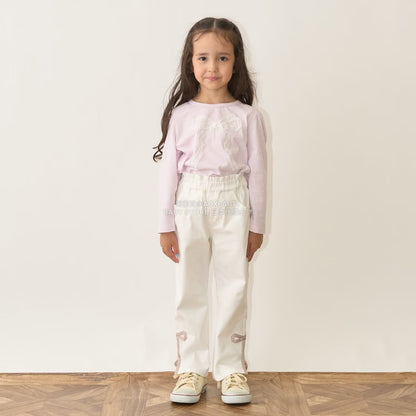 日本童裝 Ly# mine 裝飾絲帶側開衩長褲 100-150cm 女童款 秋季 PANTS
