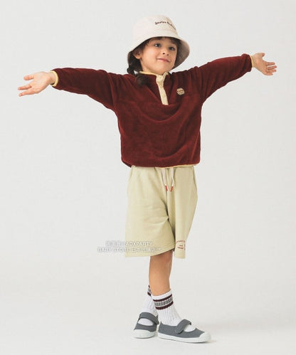 日本童裝 B:MING by BEAMS 抓毛半拉鍊上衣 90-140cm 男童款/女童款 秋冬季 TOPS 聖誕紅/新年紅