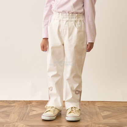 日本童裝 Ly# mine 裝飾絲帶側開衩長褲 100-150cm 女童款 秋季 PANTS