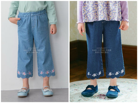 日本童裝 aF#a325 刺繡牛仔褲 110-160cm 女童款 秋季 PANTS