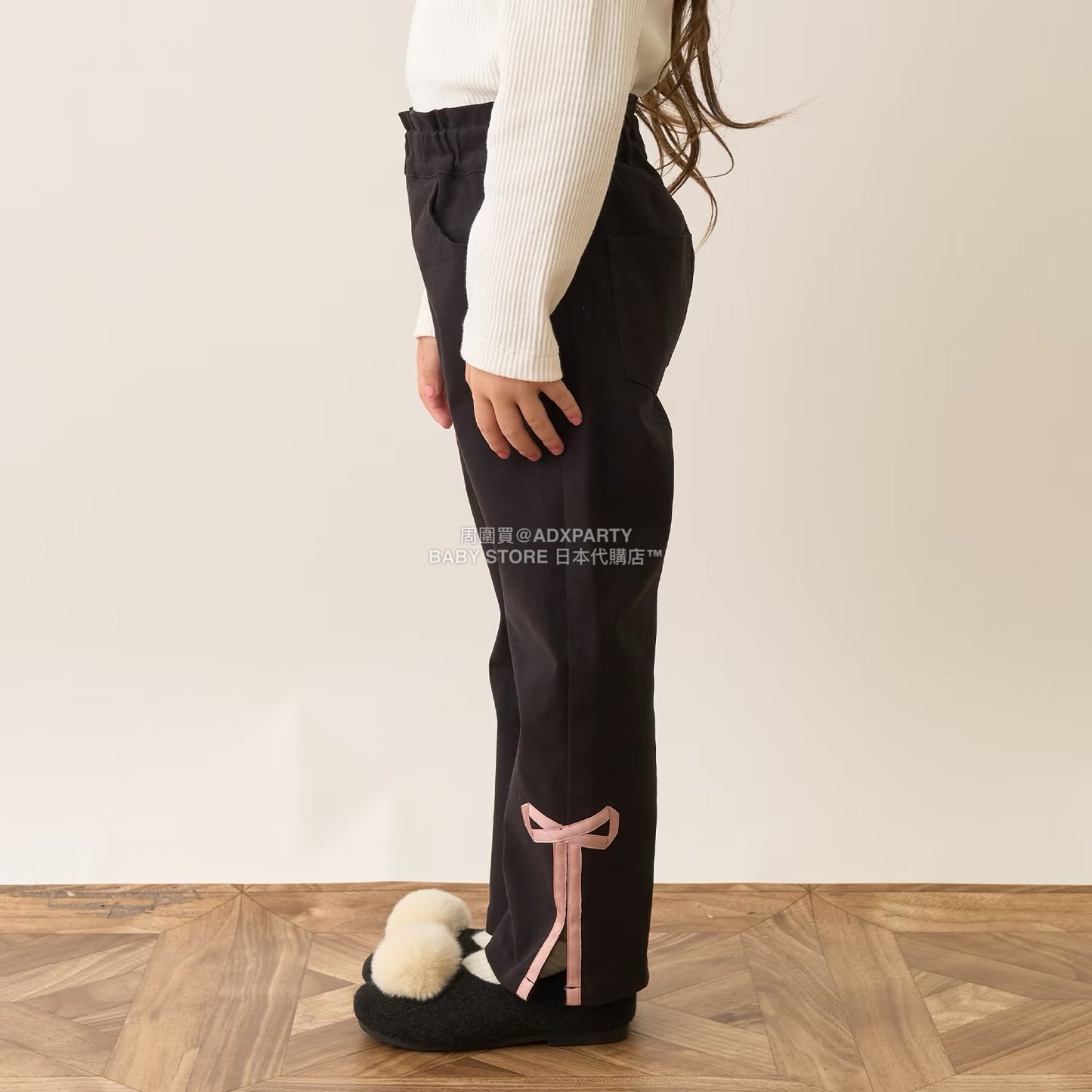 日本童裝 Ly# mine 裝飾絲帶側開衩長褲 100-150cm 女童款 秋季 PANTS